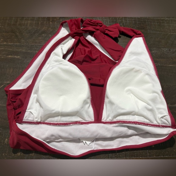 NWT Cupshe Burgundy Wine Tummy Control Halter Onepiece Bathing Suit Swimwear XL - Picture 8 of 13